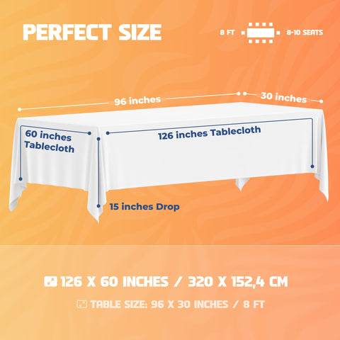 White Classic WEALUXE wrinkle-resistant fabric shown for crisp tables.