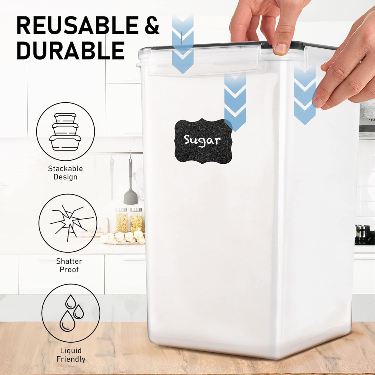 White Feather Supplies dry goods organizer keeps pantry neat and accessible.