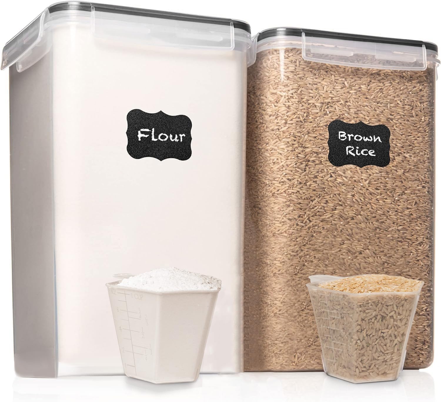 White Feather Supplies large storage containers with airtight lids for extended freshness.