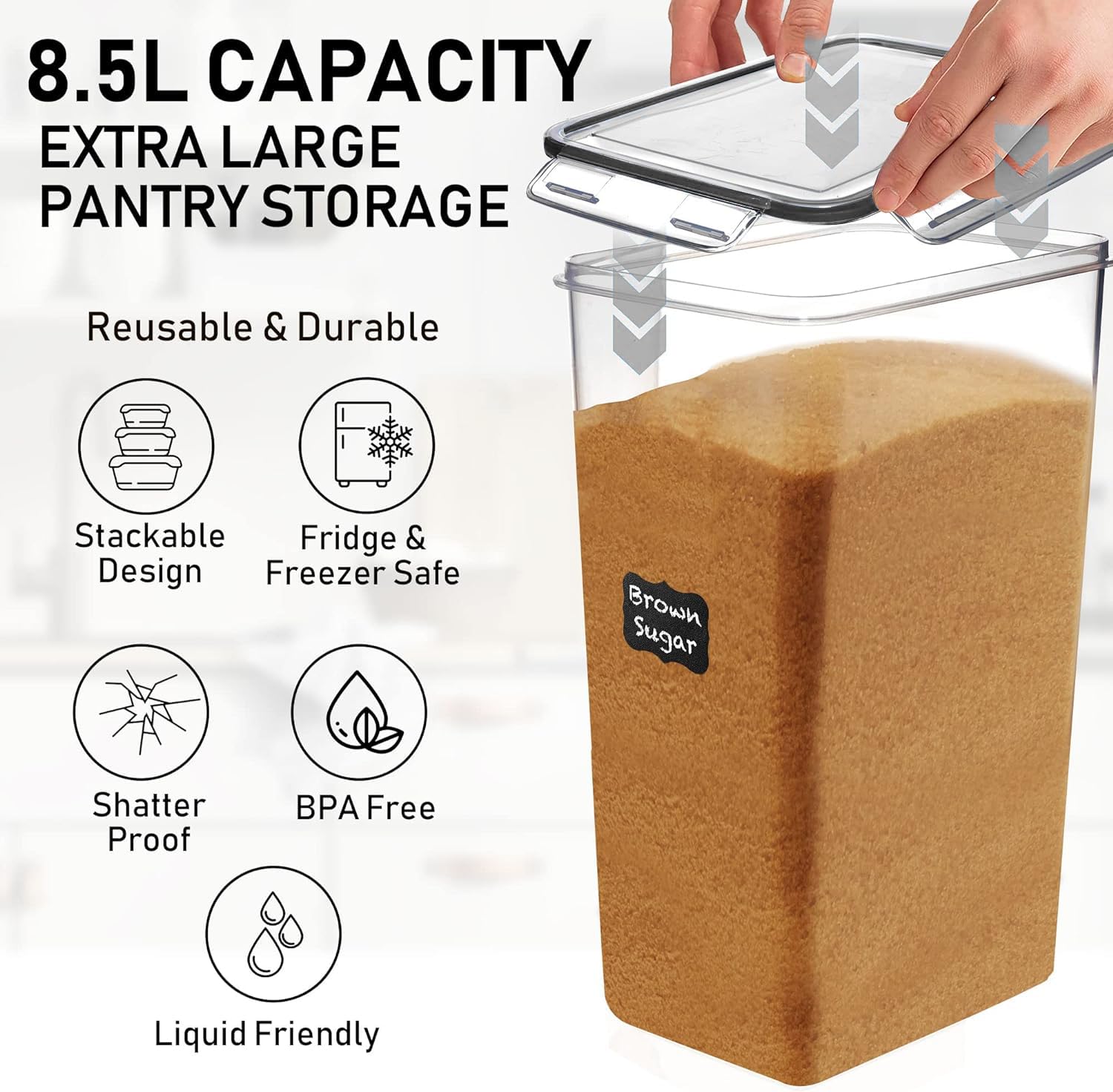 White Feather Supplies sugar storage in airtight container.