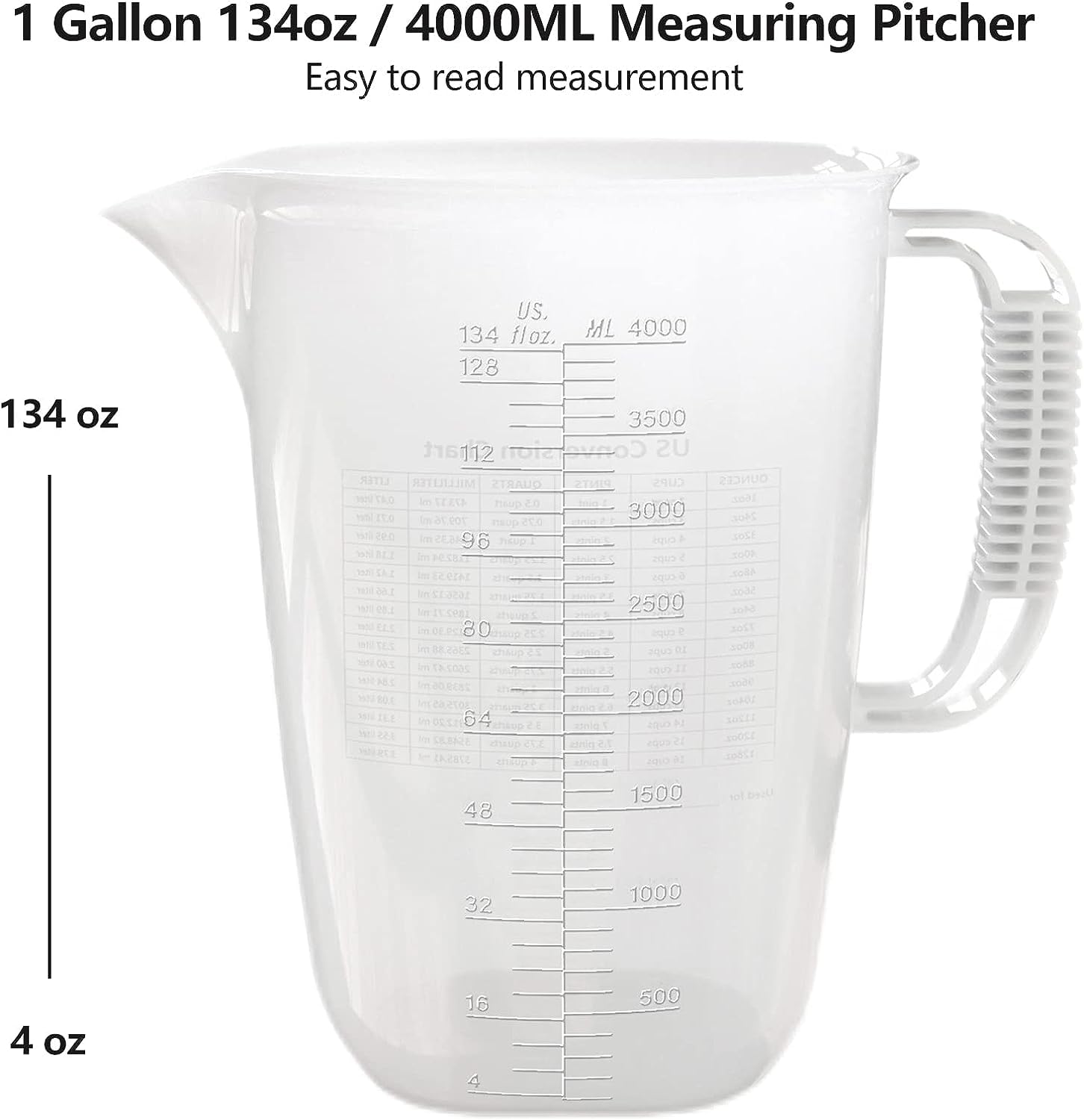 WhiteRhino 1-gallon pitcher with spout and grip for control.