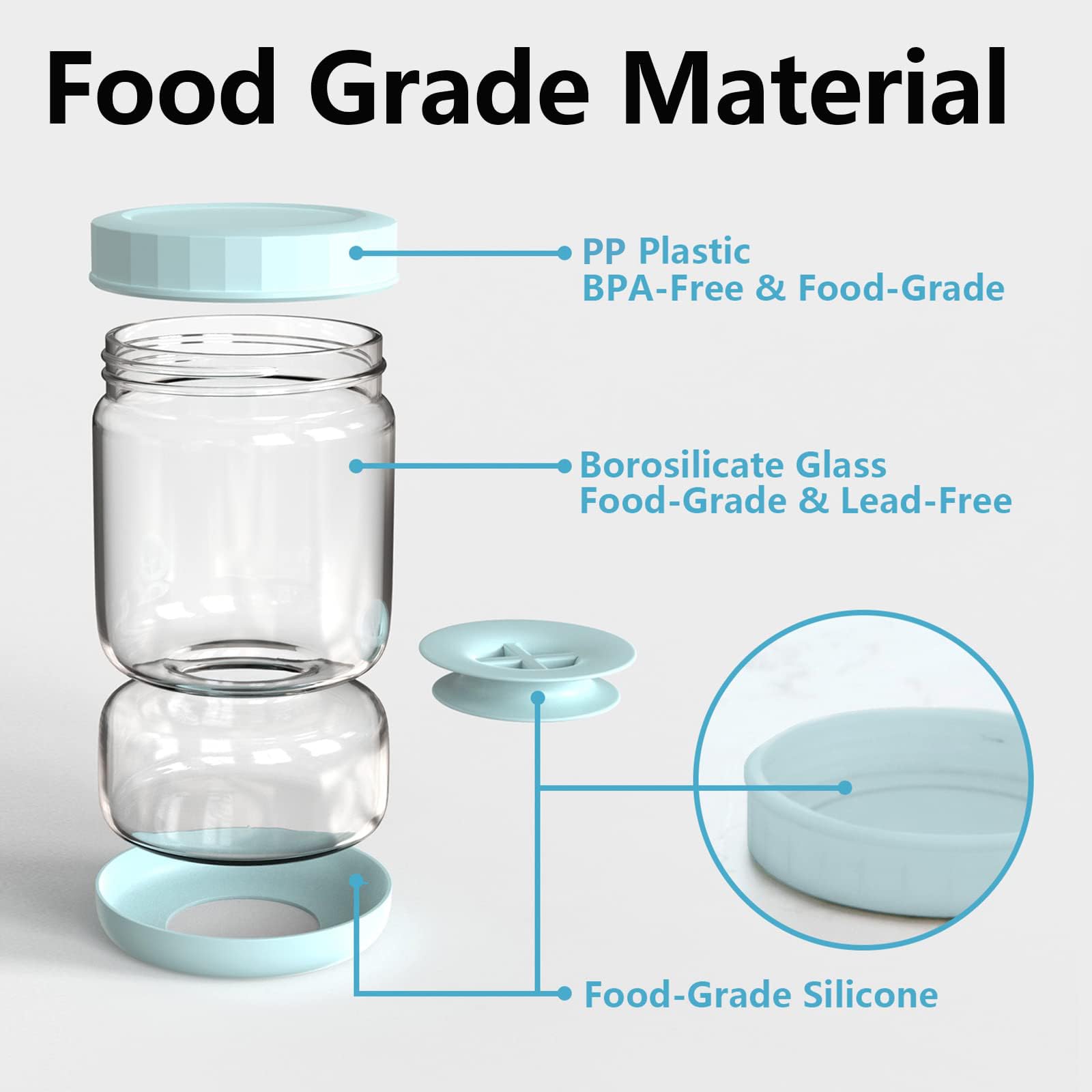 Detachable silicone strainer on WhiteRhino jar enables quick, clean rinsing
