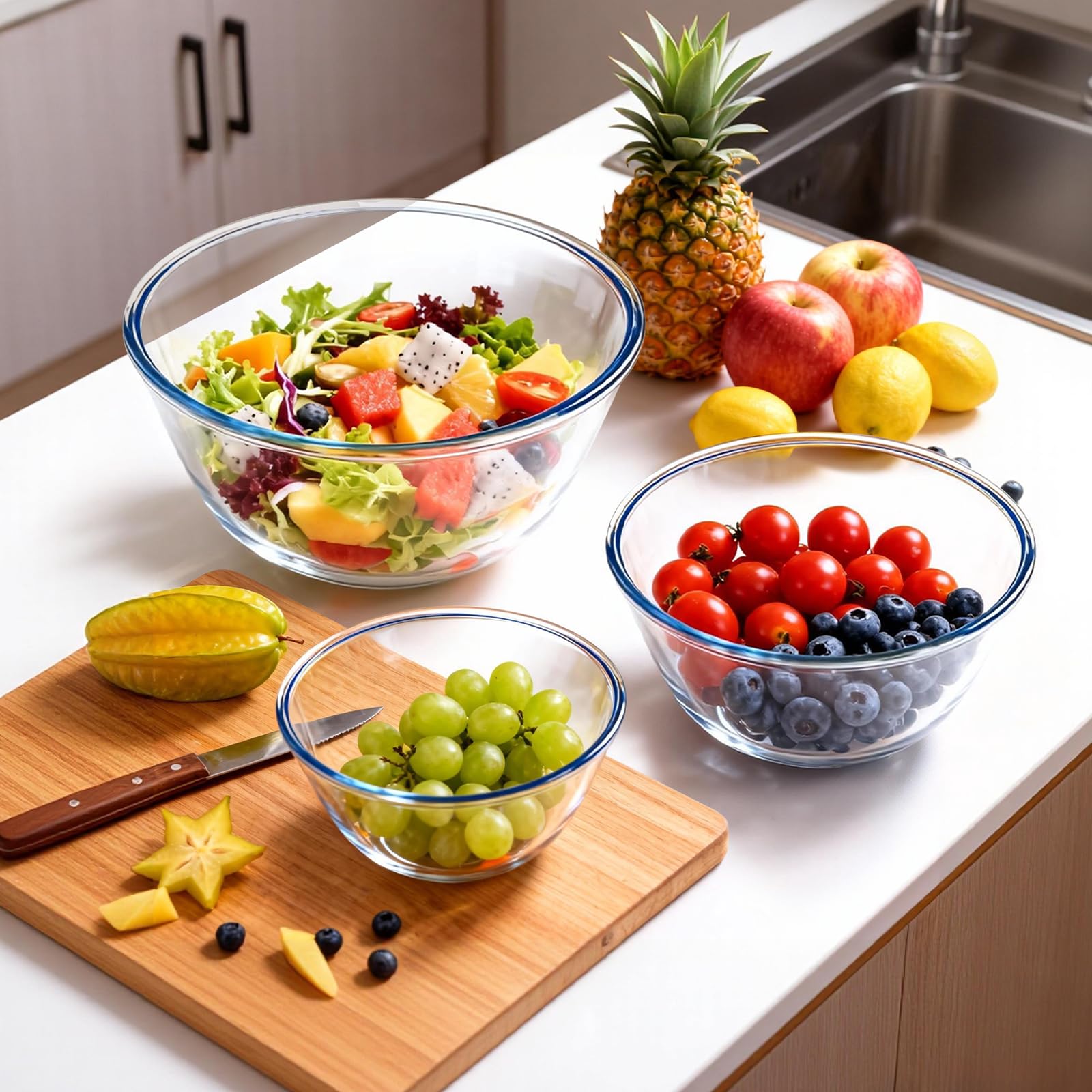 WhiteRhino dishwasher-safe glass bowls simplify cleanup after cooking.