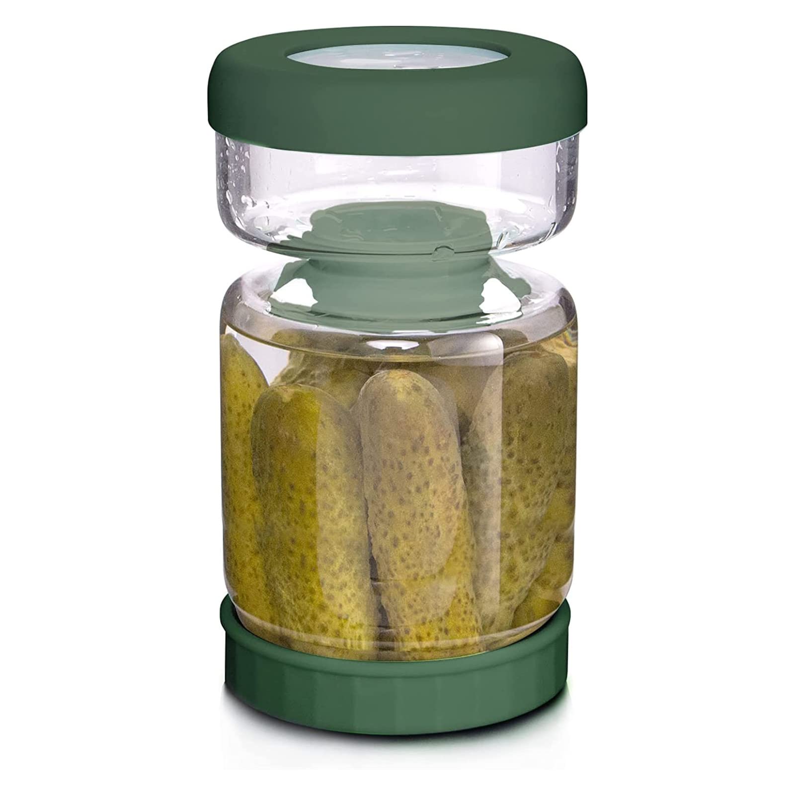 WhiteRhino glass pickle jar with hourglass strainer for easy drainage