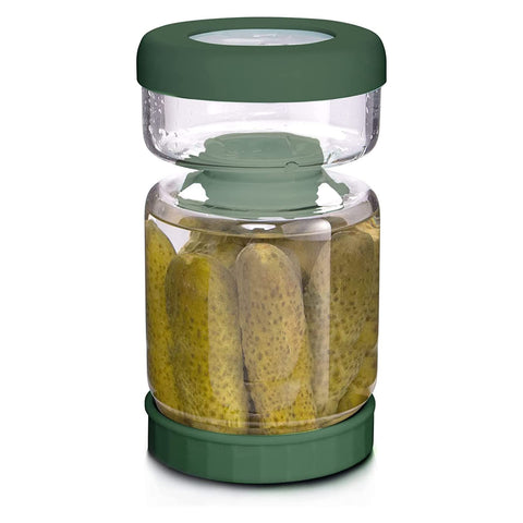 WhiteRhino glass pickle jar with hourglass strainer for easy drainage