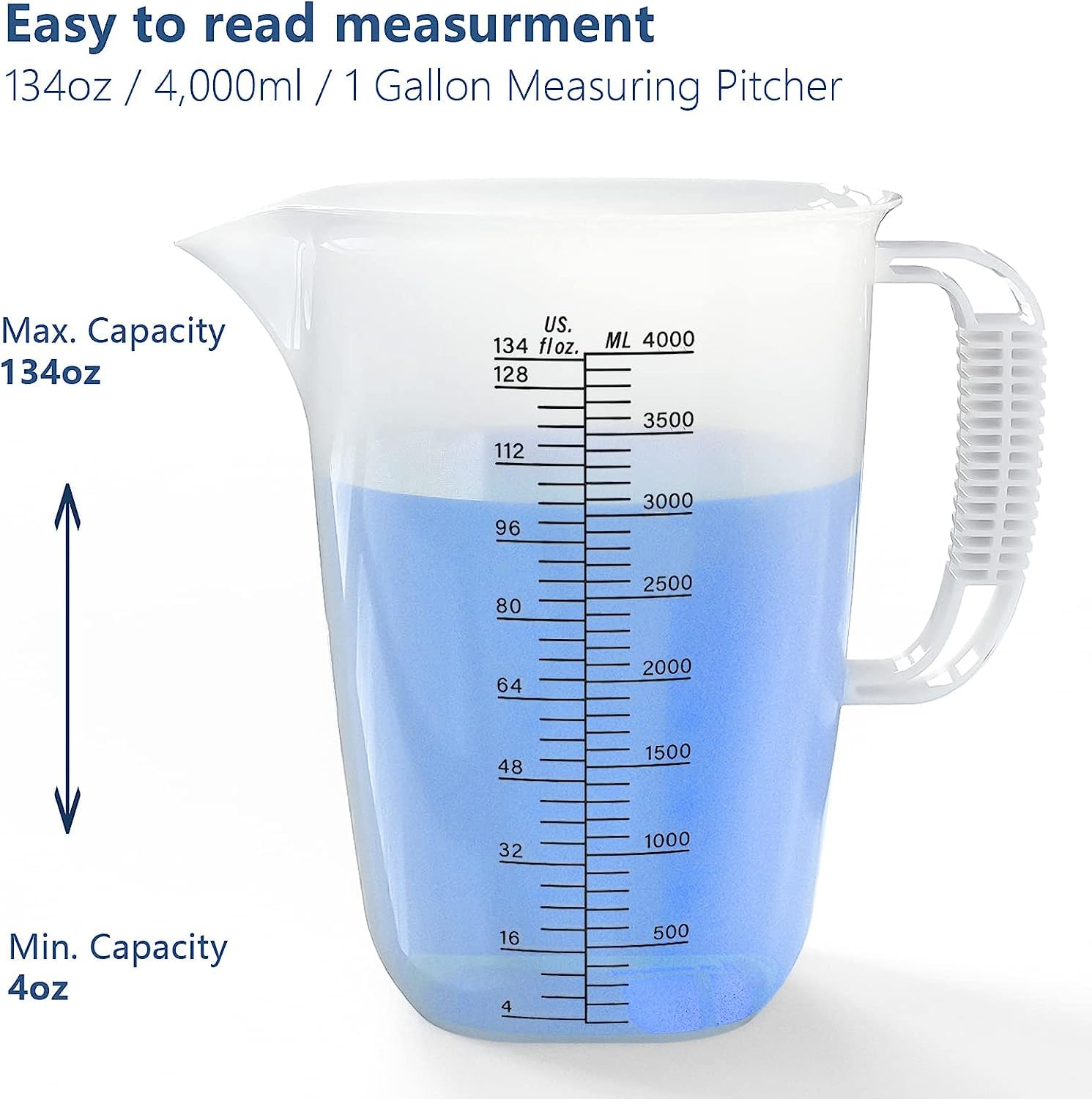 WhiteRhino measure pitcher with v-shaped spout delivers clean pours with minimal drips.