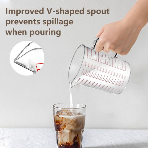 WhiteRhino measuring cup features a V-shaped spout for controlled pouring