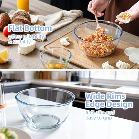 WhiteRhino wide-mouth clear glass makes mixing and pouring effortless.