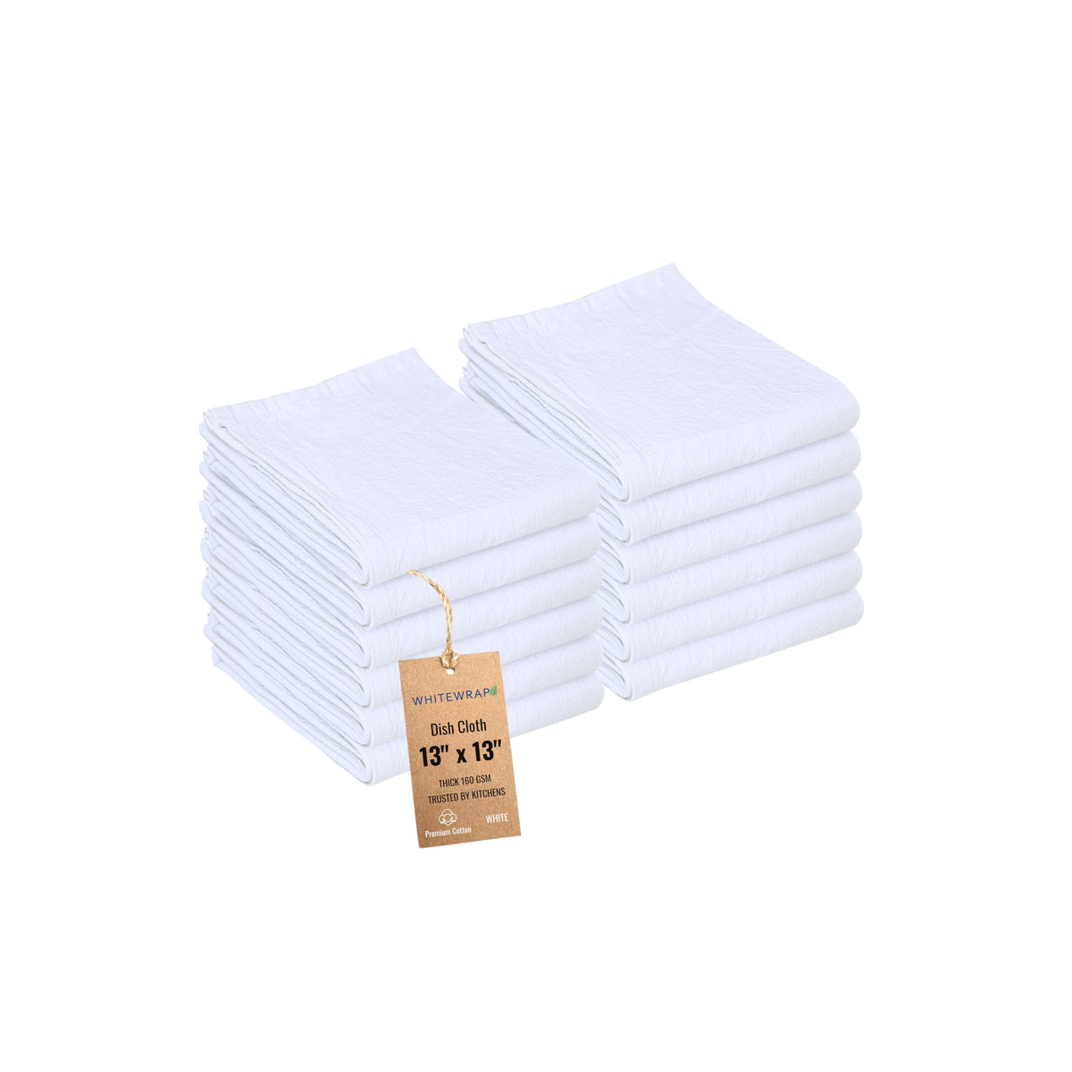 Whitewrap dish cloths cotton absorbent for quick drying and versatile kitchen tasks.