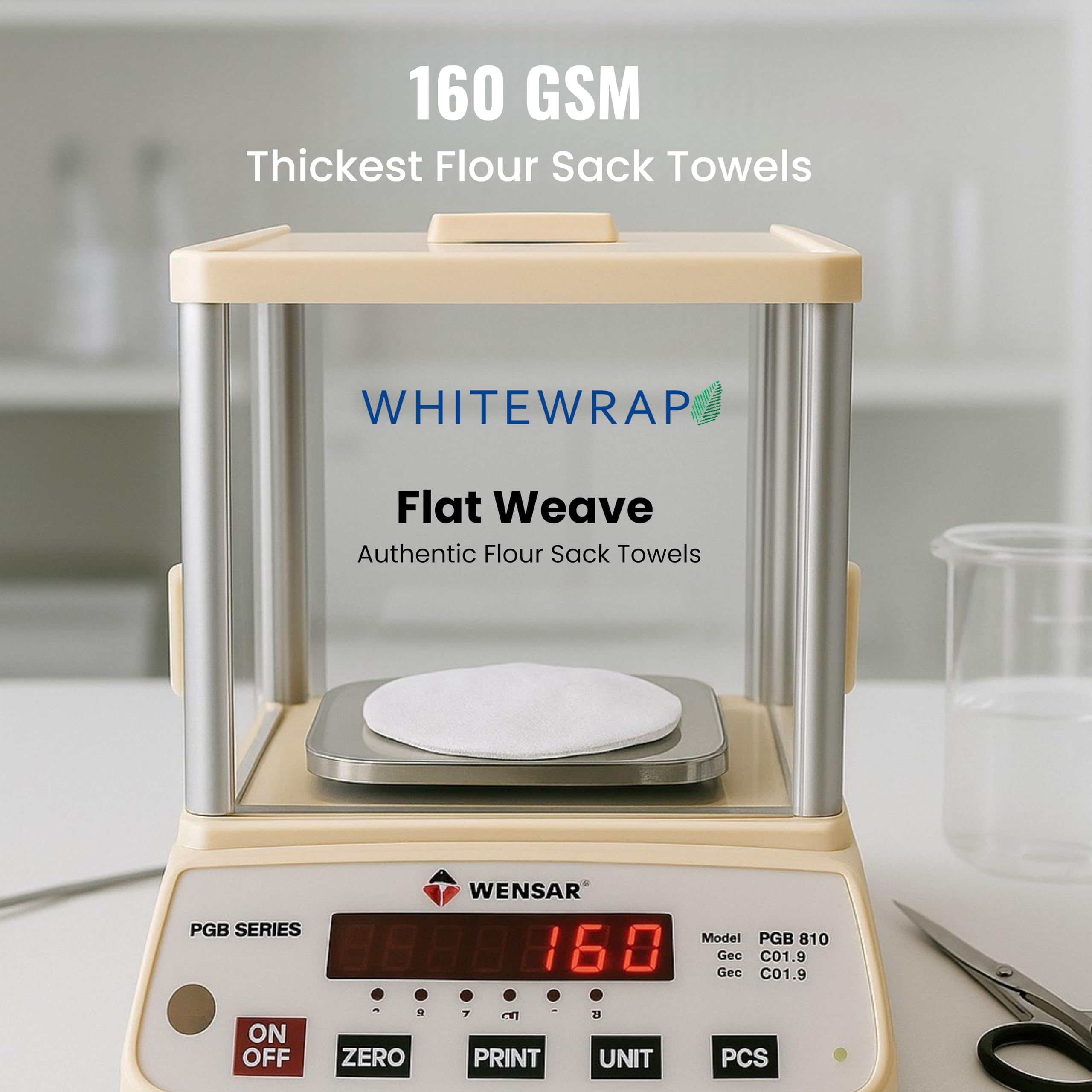 WHITEWRAP six-pack flour sack towels measure 18x28 inches.