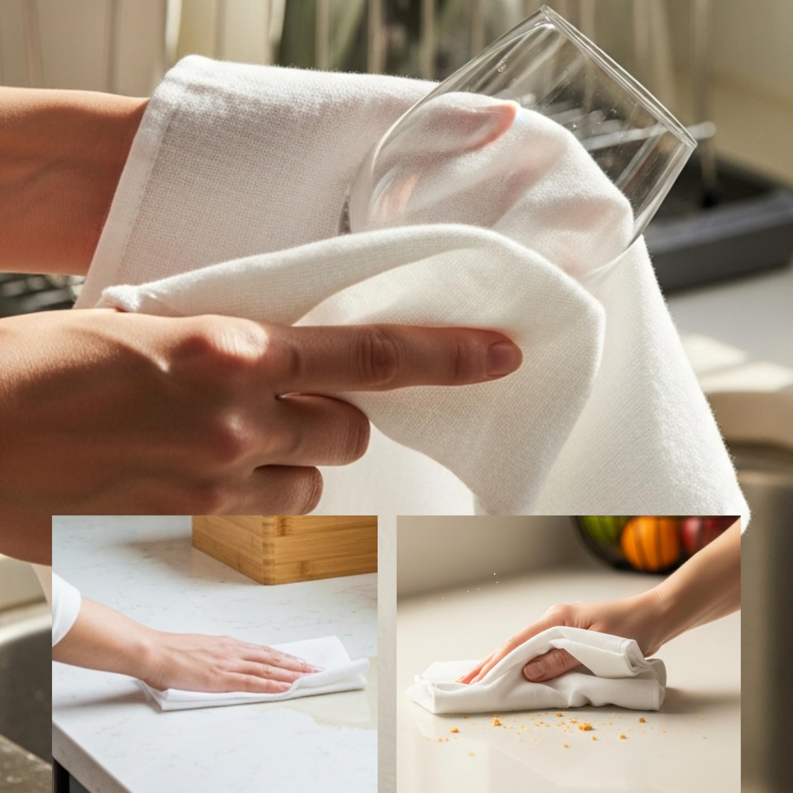 Whitewrap lint-free towels reduce paper towel use while cleaning and drying effectively.