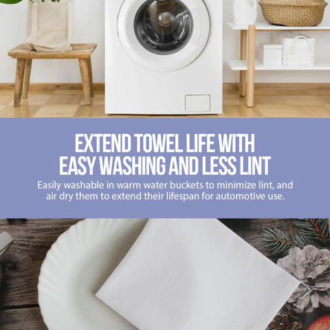 Whitewrap machine-washable dish cloths soften with washing for lasting performance.