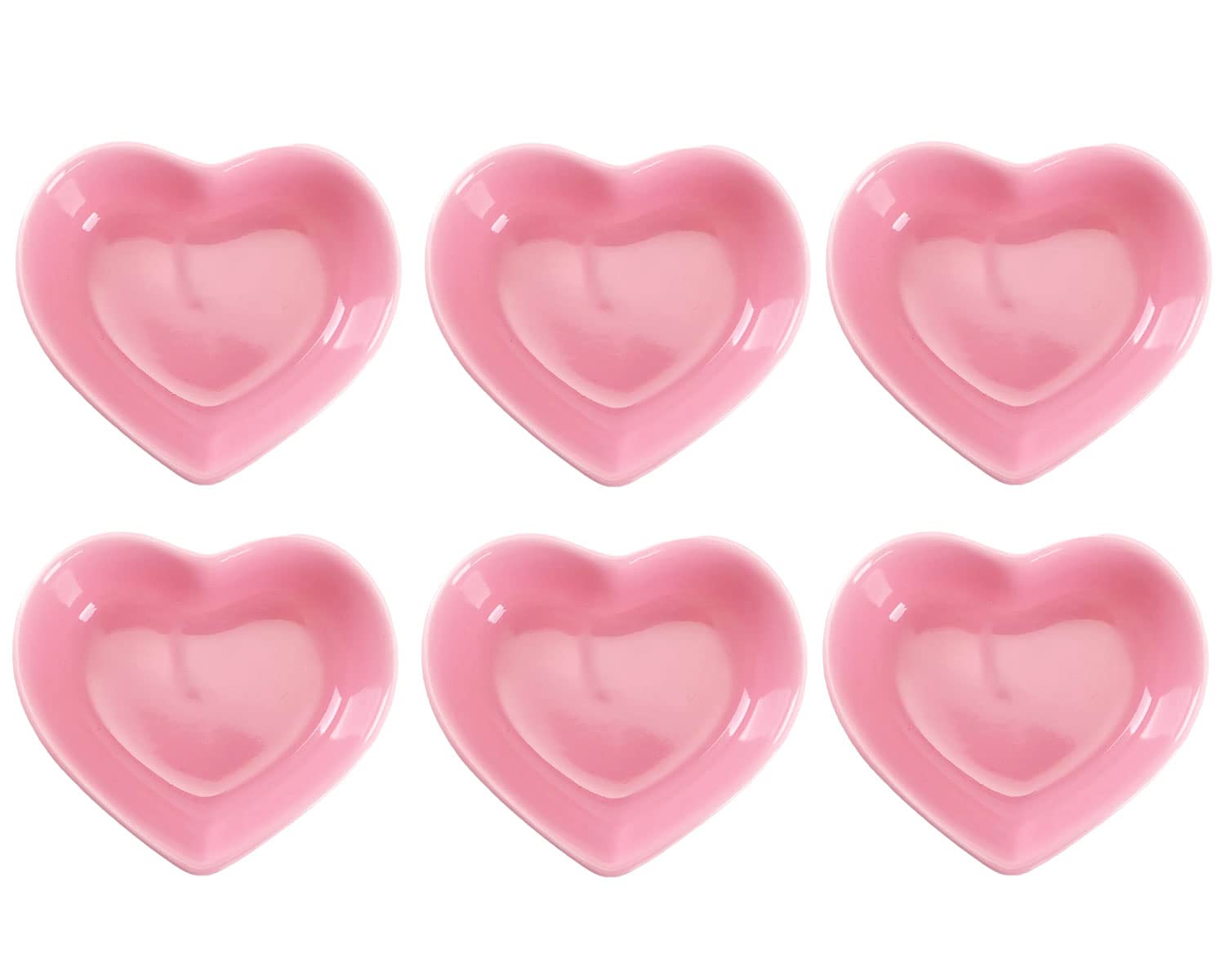 WHJY Pink Love Heart Bowls shown as a six-piece set for easy party service