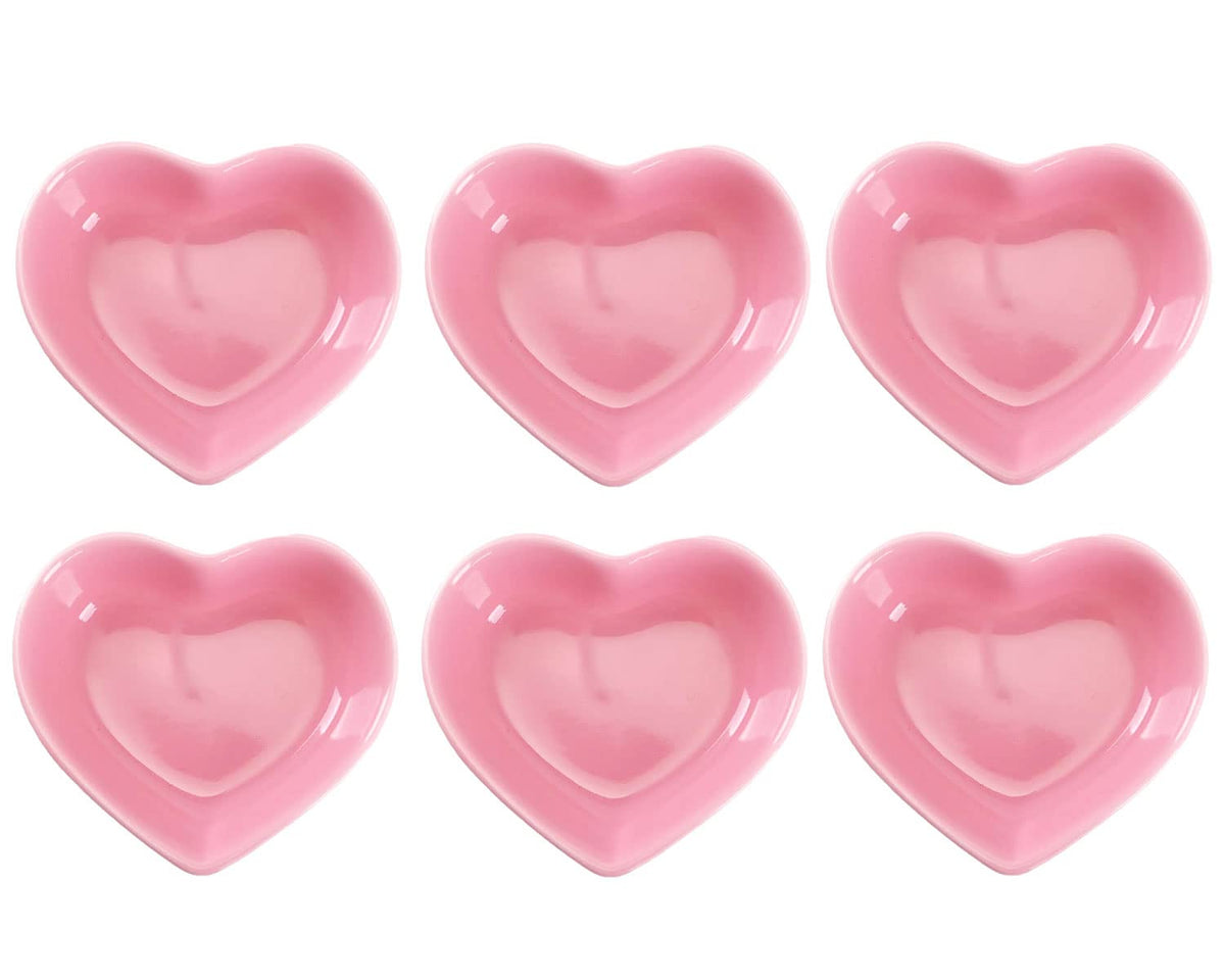 WHJY Pink Love Heart Bowls shown as a six-piece set for easy party service