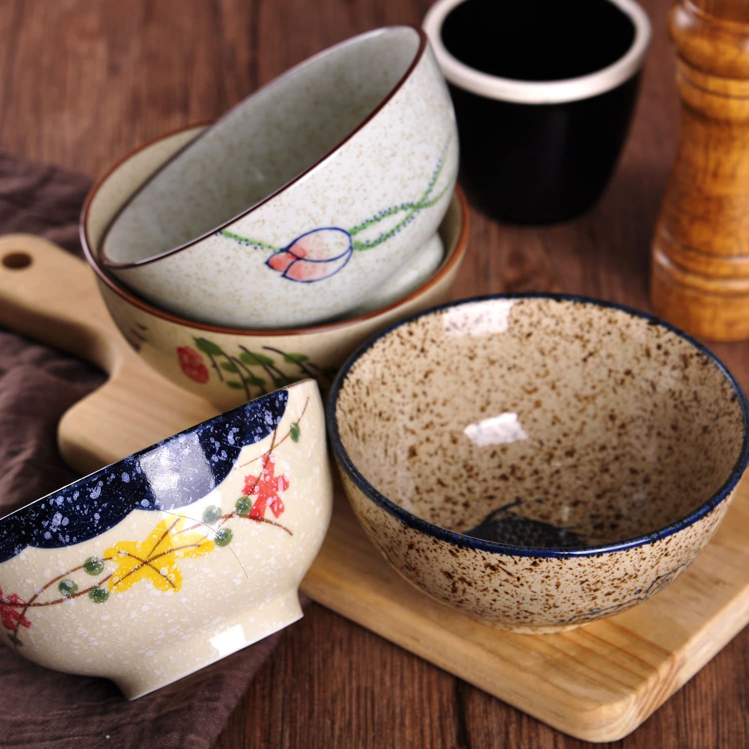 WHJY bowls enhance a vintage-style table setting with subtle glaze