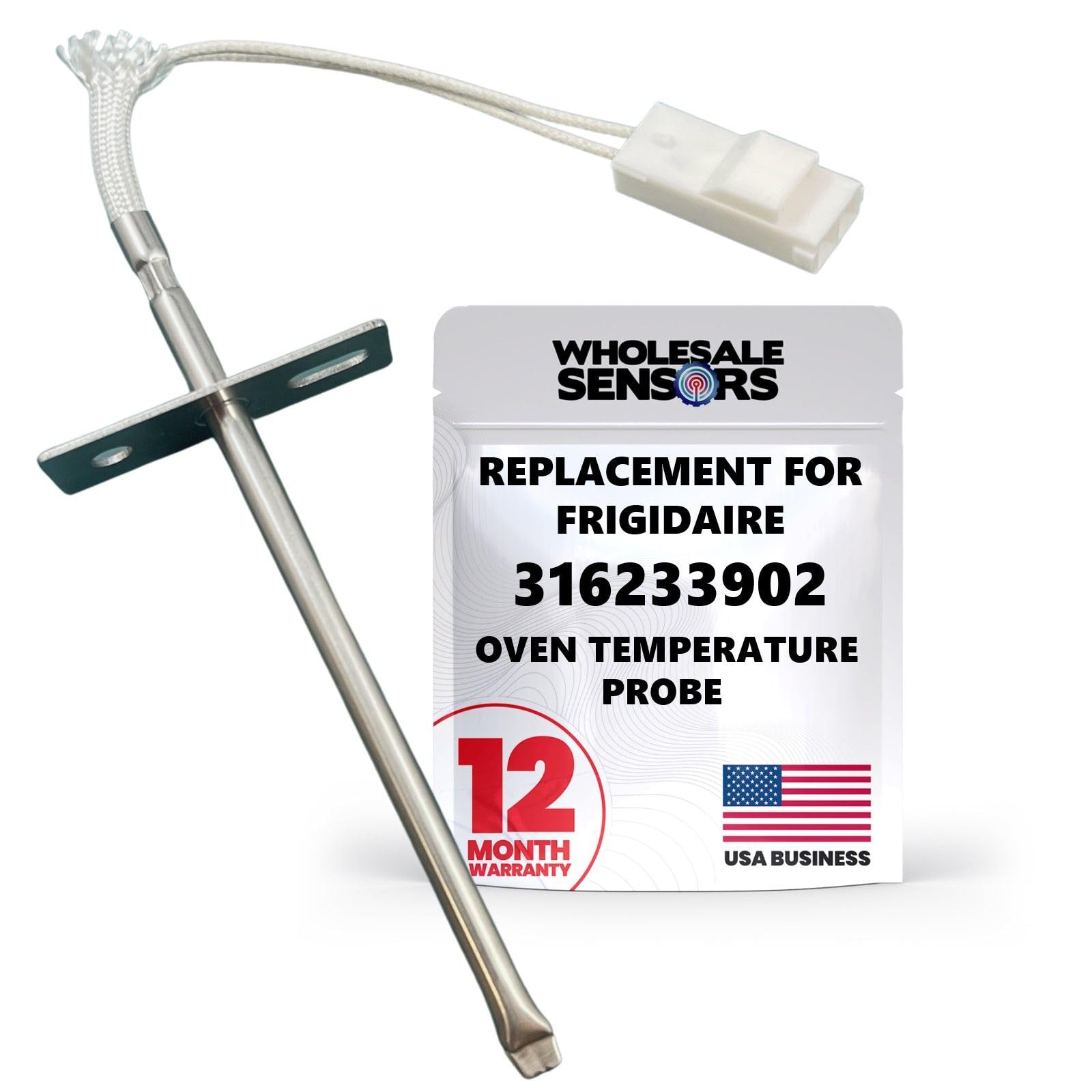 Wholesale Sensors Frigidaire 316233902 probe front view highlights precise temperature sensing.