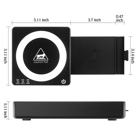 WHOLEV Mug Warmer with LED indicator enables easy night temperature control.