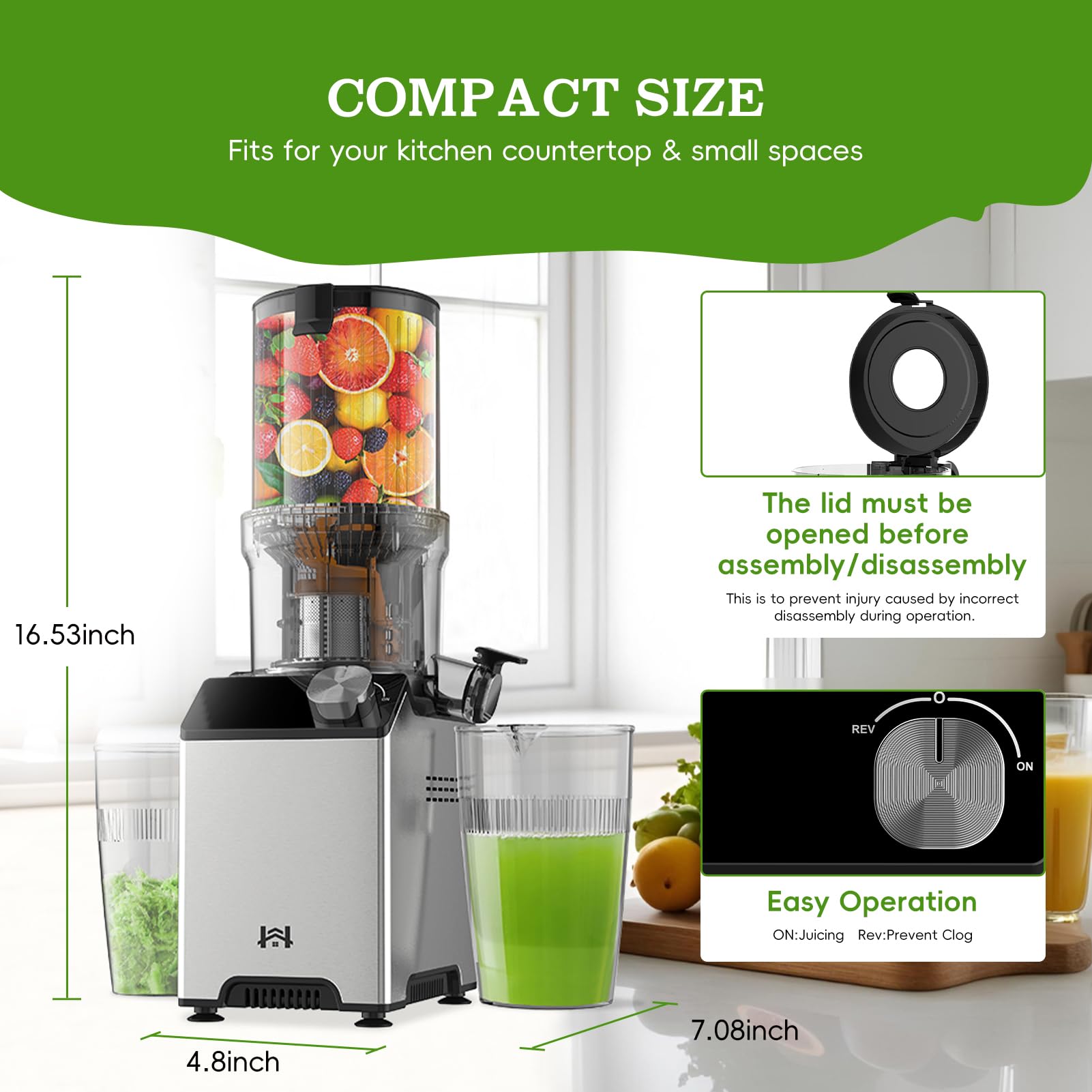 Whuto easy-clean juicer disassembly brush included