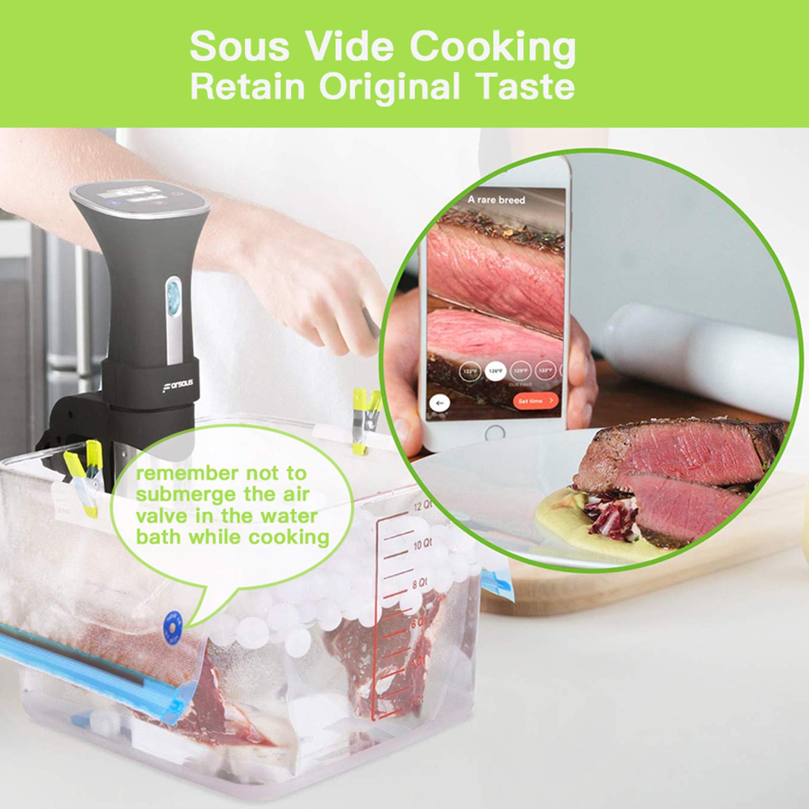 WHX medium-size sous vide bag ideal for even portions and meal prep.