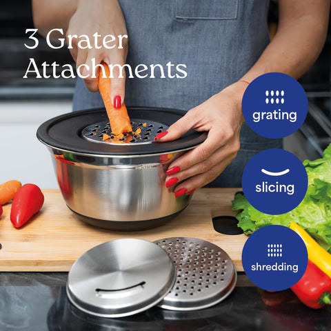 WHYSKO dishwasher-safe stainless mixing bowls simplify cleaning after cooking.