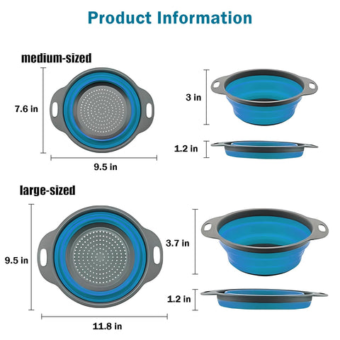 WHZHAOCAI BPA-free silicone colander blue, safe for daily kitchen use
