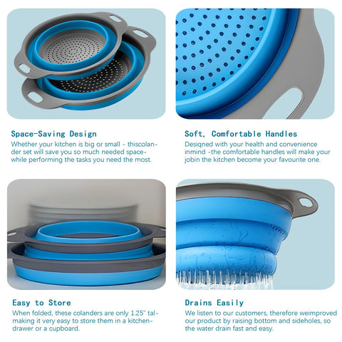WHZHAOCAI colander 9.8-inch blue, perfect for fruits and small loads