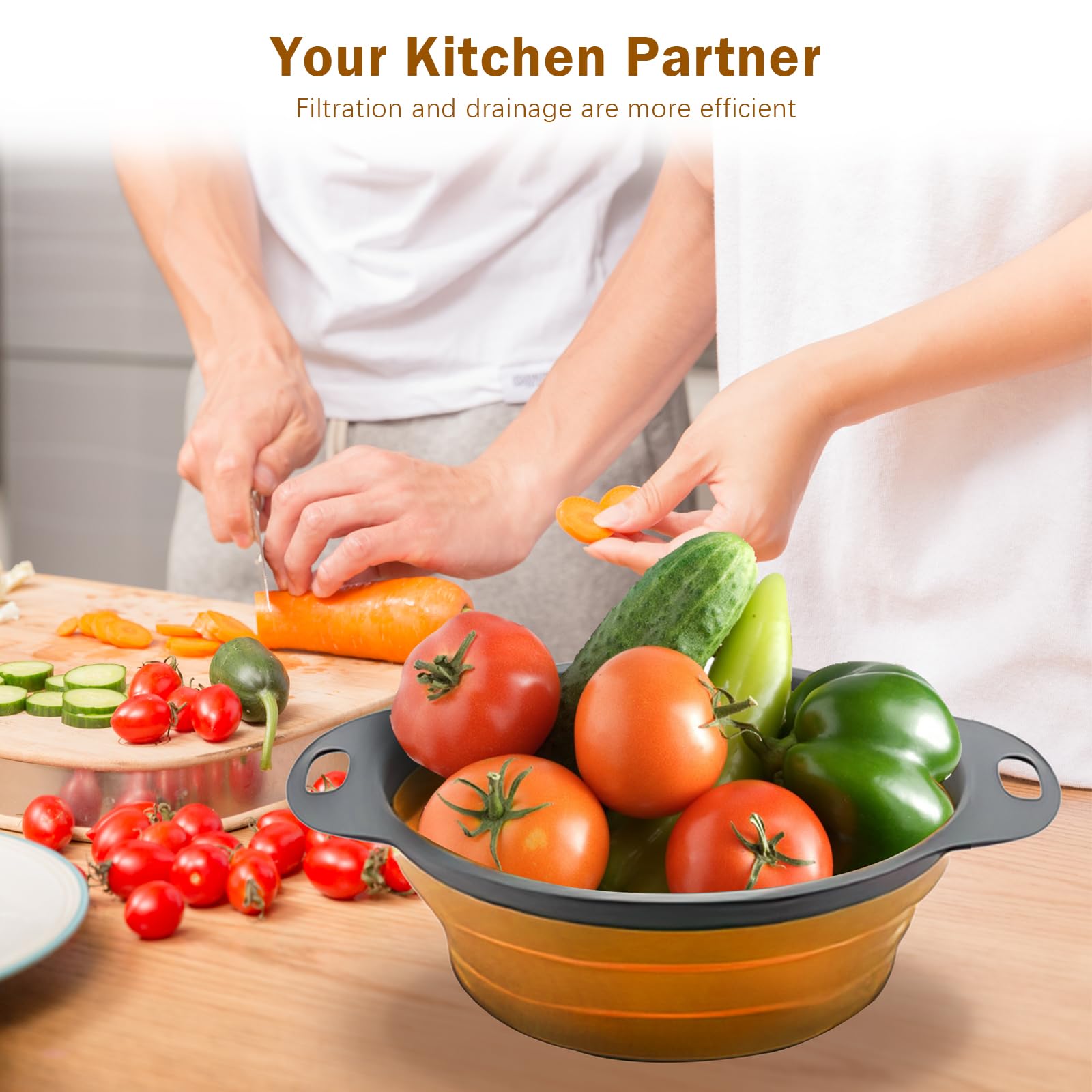 WHZHAOCAI two-size silicone colander material is BPA-free and durable