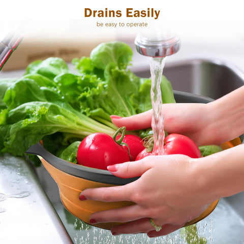 WHZHAOCAI collapsible colander stored in drawers saving counter space