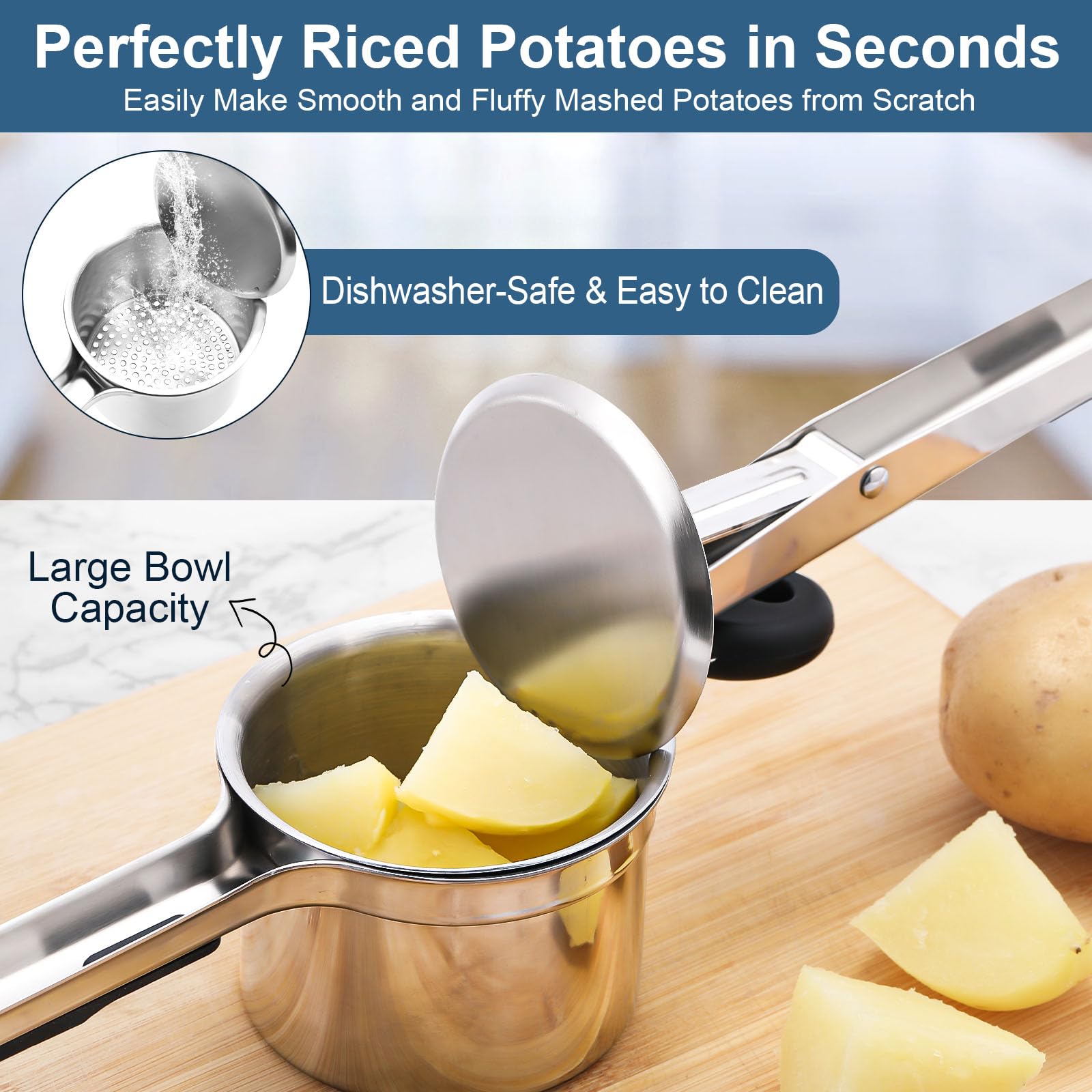 Dishwasher-safe design of WIHBOIR potato ricer for quick cleanup