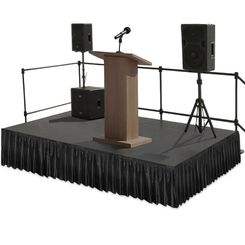 Wibeelee black satin stage skirt edge with adhesive for quick setup