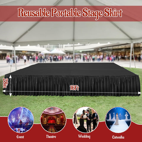 Wibeelee satin stage skirt wrinkle-free finish enhances wedding stage decor