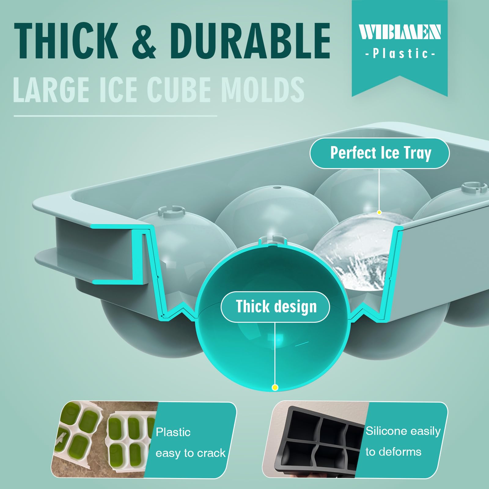 WIBIMEN food-grade material ensures safe, durable ice-making.