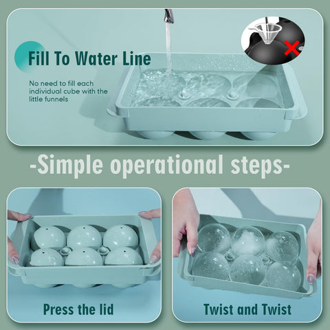 WIBIMEN freezer ice tray twisting-edge for effortless ice ball release.