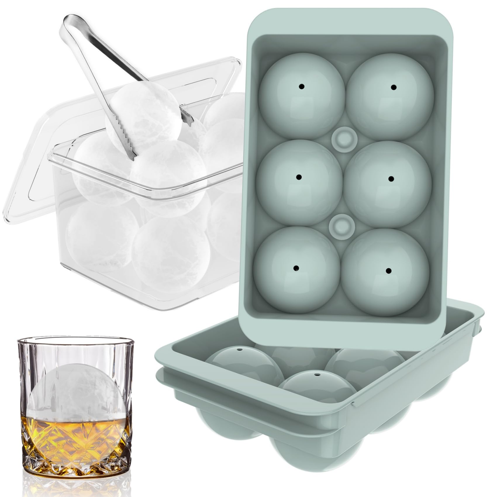 WIBIMEN large ice cube mold with easy-fill design for perfect whiskey spheres.
