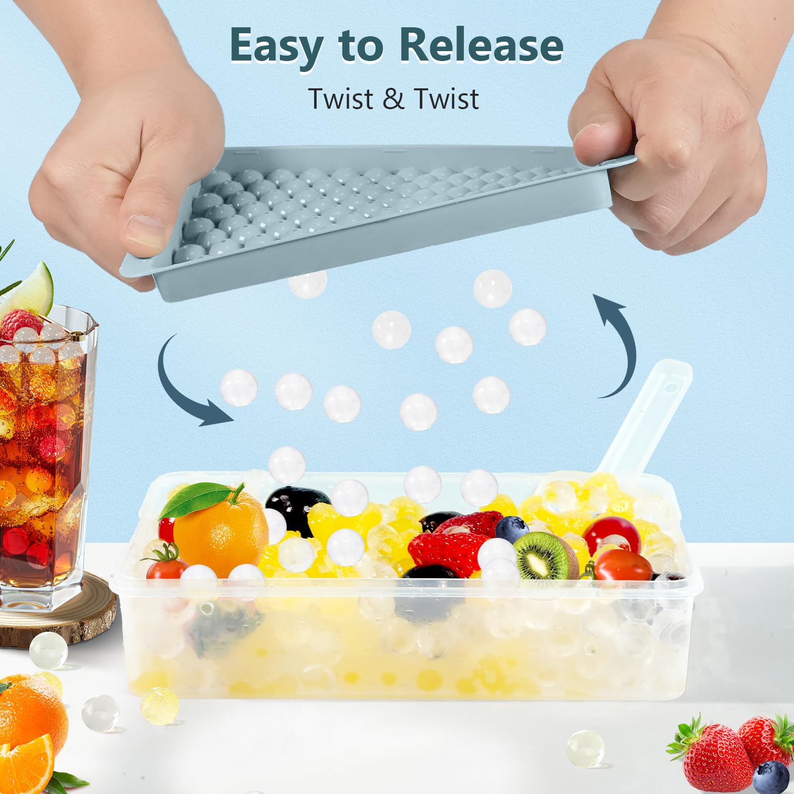 WIBIMEN mini ice trays blue lid on for easy filling and storage.