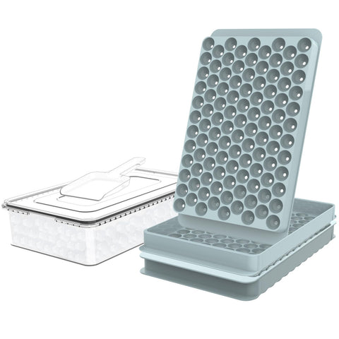 WIBIMEN mini ice trays blue with tiny 0.55-inch round pebble ice for fast chilling.