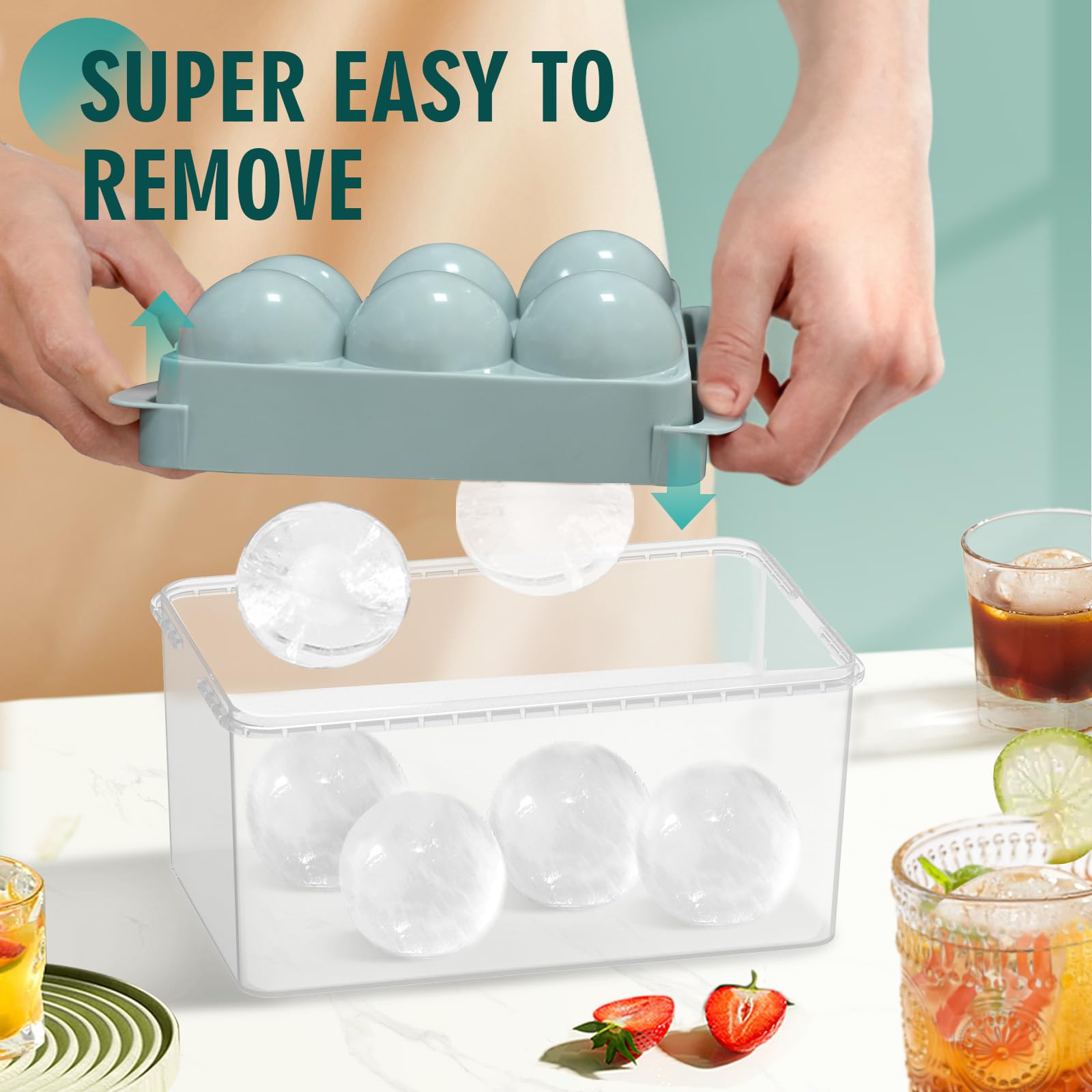 WIBIMEN round ice balls release easily after twisting the tray.