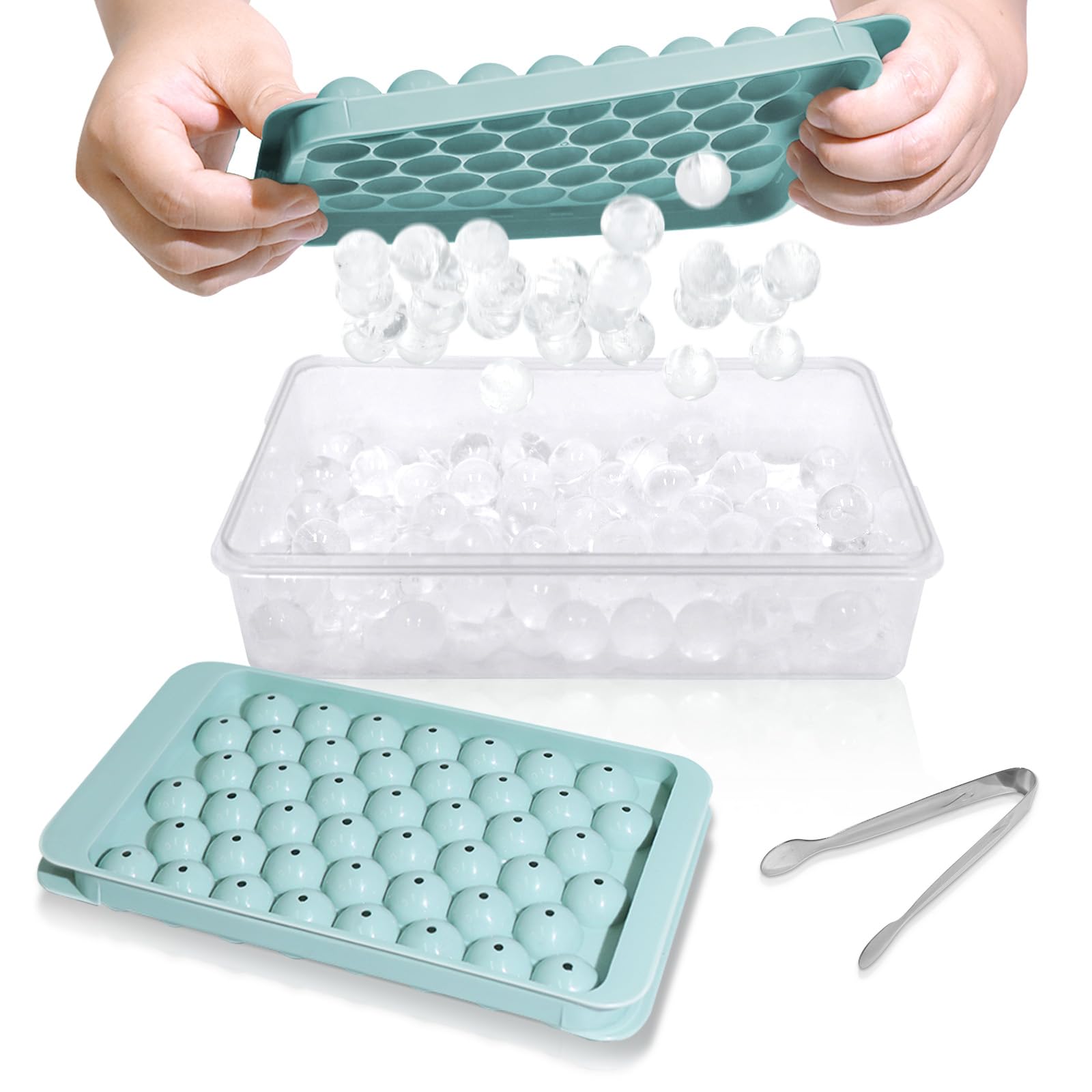 WIBIMEN round ice tray with lid for quick easy-release ice
