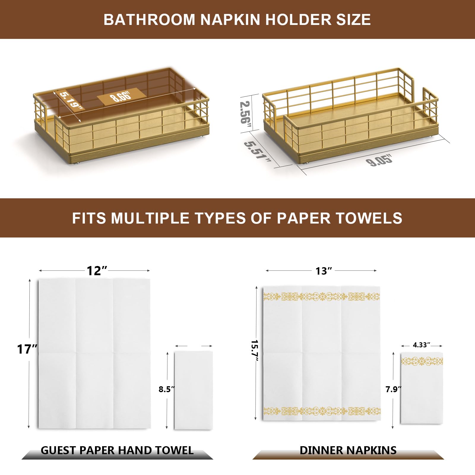 Wican gift idea towel holder, stylish gold finish for holiday bathrooms