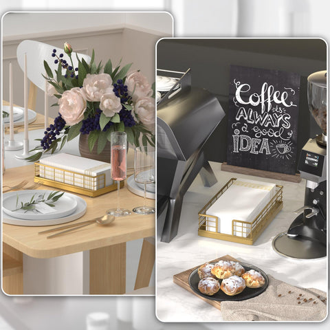 Wican wooden basket for paper towels with gold finish, adds decorative storage