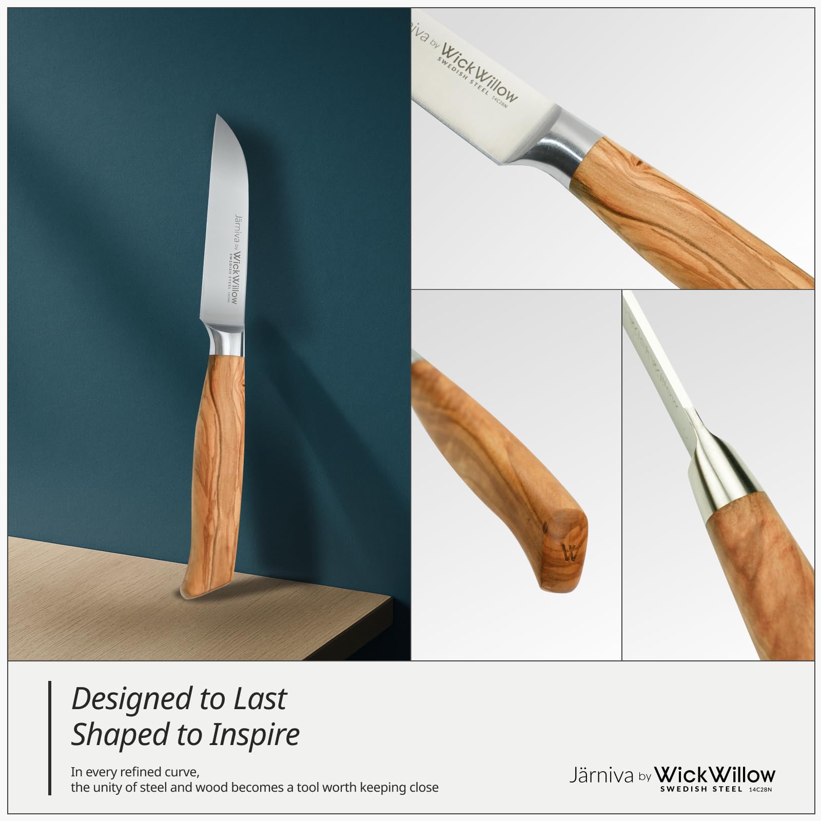 WICKWILLOW paring knife showing a precision edge for fine cuts