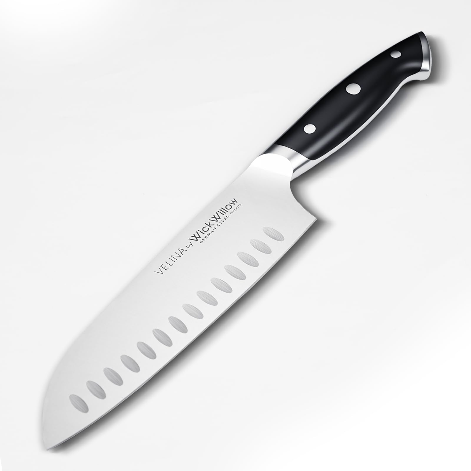WICKWILLOW Velina Santoku gift packaging and care card emphasis.