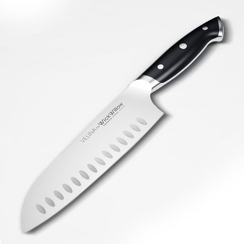 WICKWILLOW Velina Santoku gift packaging and care card emphasis.