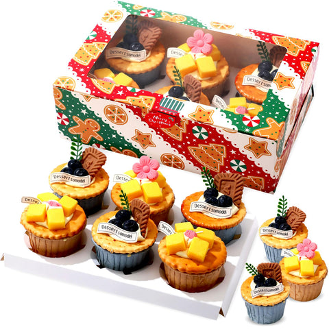Widecook Christmas cupcake box with window showcases treats for gifting.