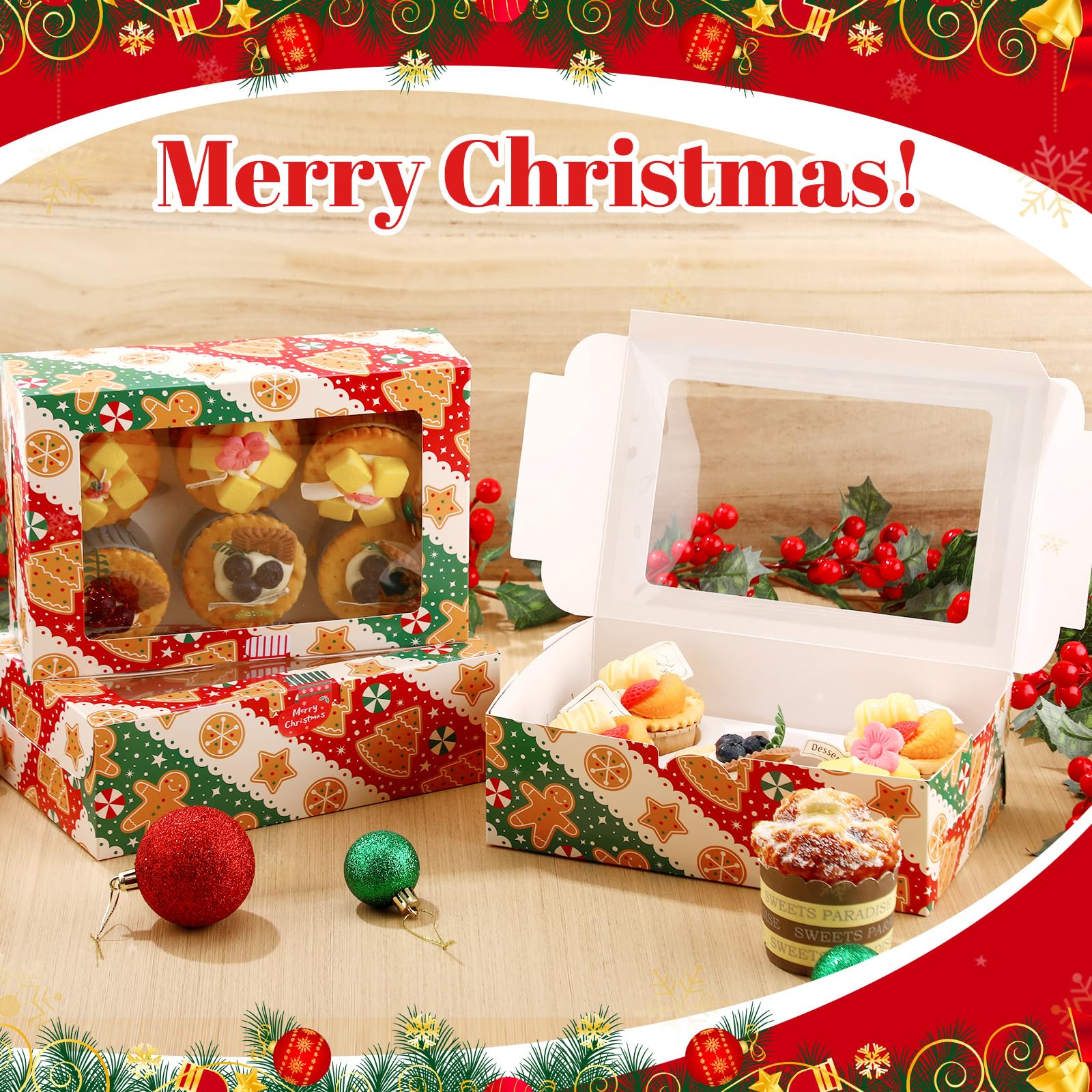 Widecook durable cardboard cupcake box protects treats from moisture.
