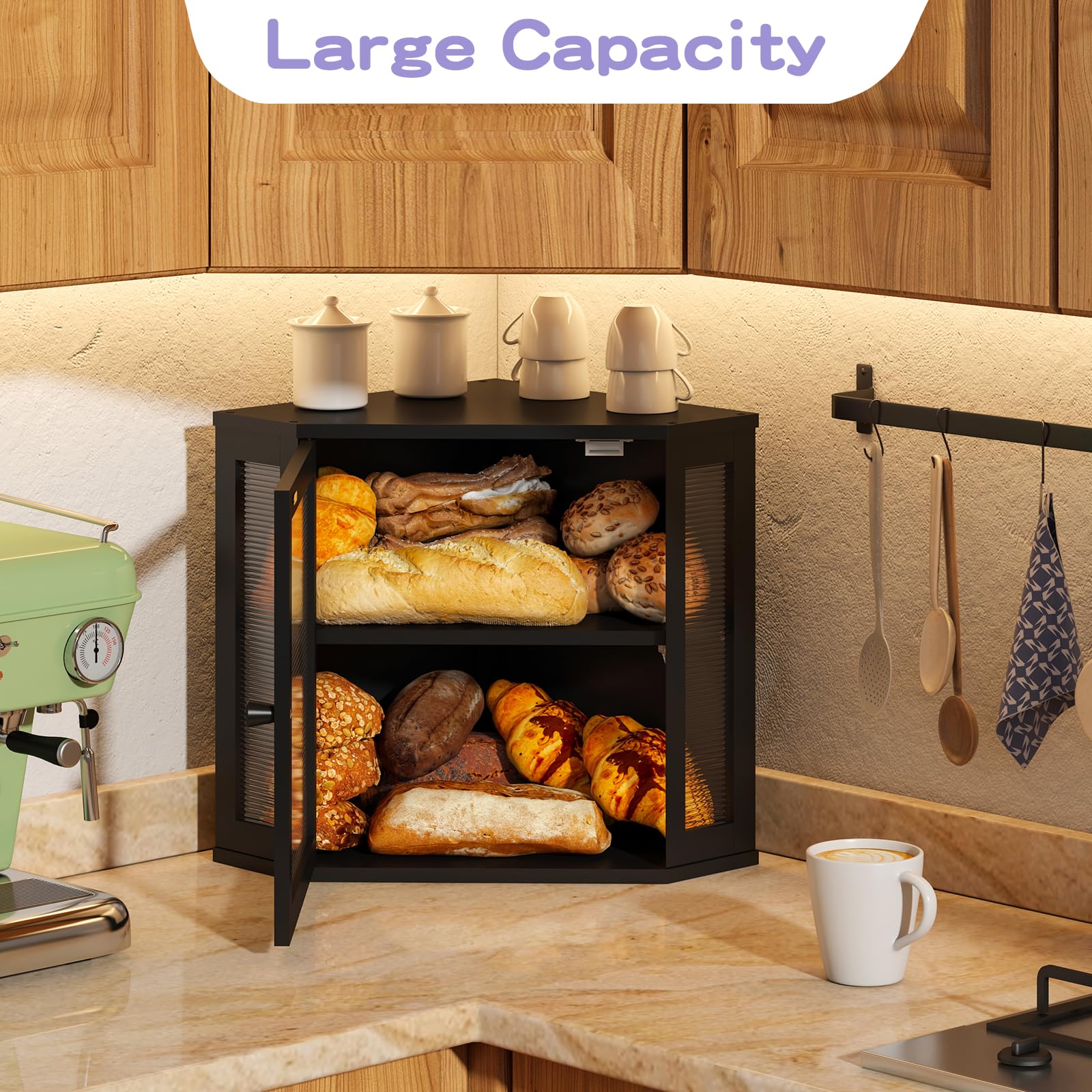Wieghda bread box has a clear window to monitor contents.