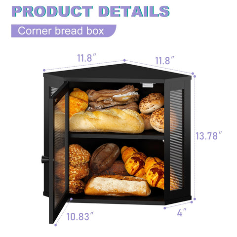 Wieghda bread box offers large capacity for loaves, pastries, and snacks.