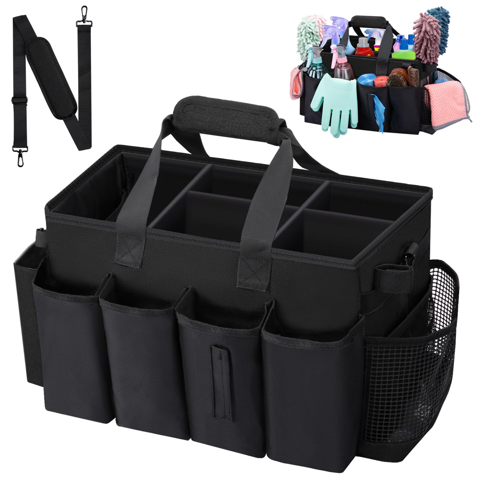 Wigojoy Wearable Cleaning Caddy Bag front view with ample storage