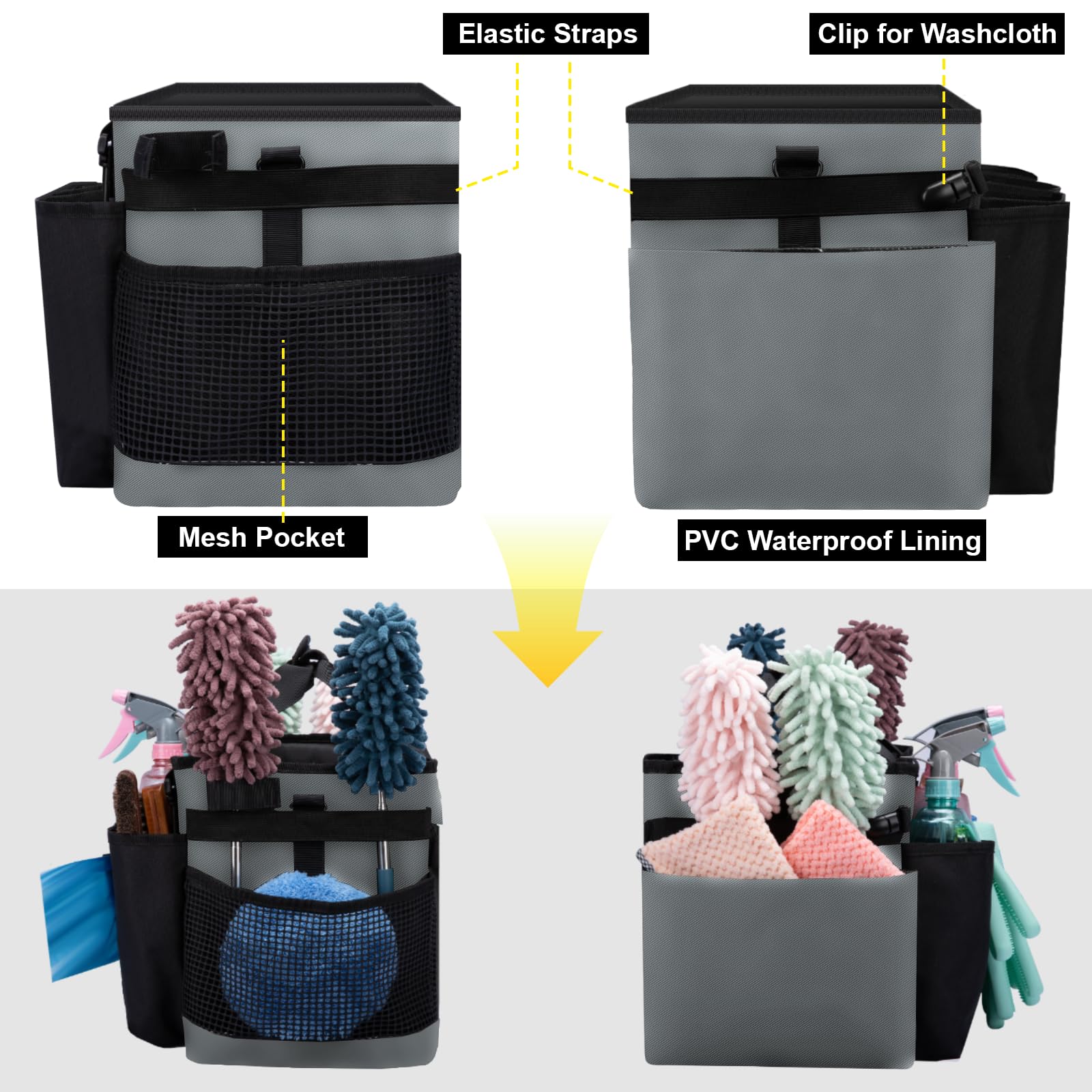 Sturdy bottom with folding board gives solid support when loaded with supplies