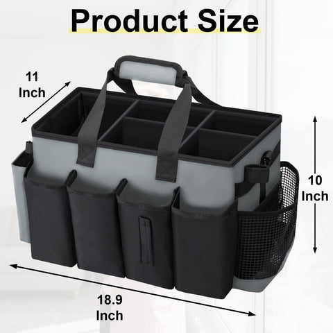 Wigojoy cleaning caddy front pockets keep rags and bottles within easy reach